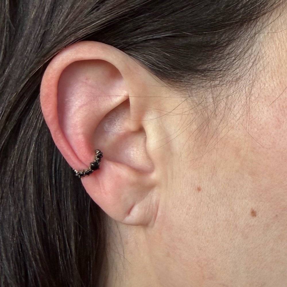 Melinda Maria Stella Ear Cuff with Black CZs